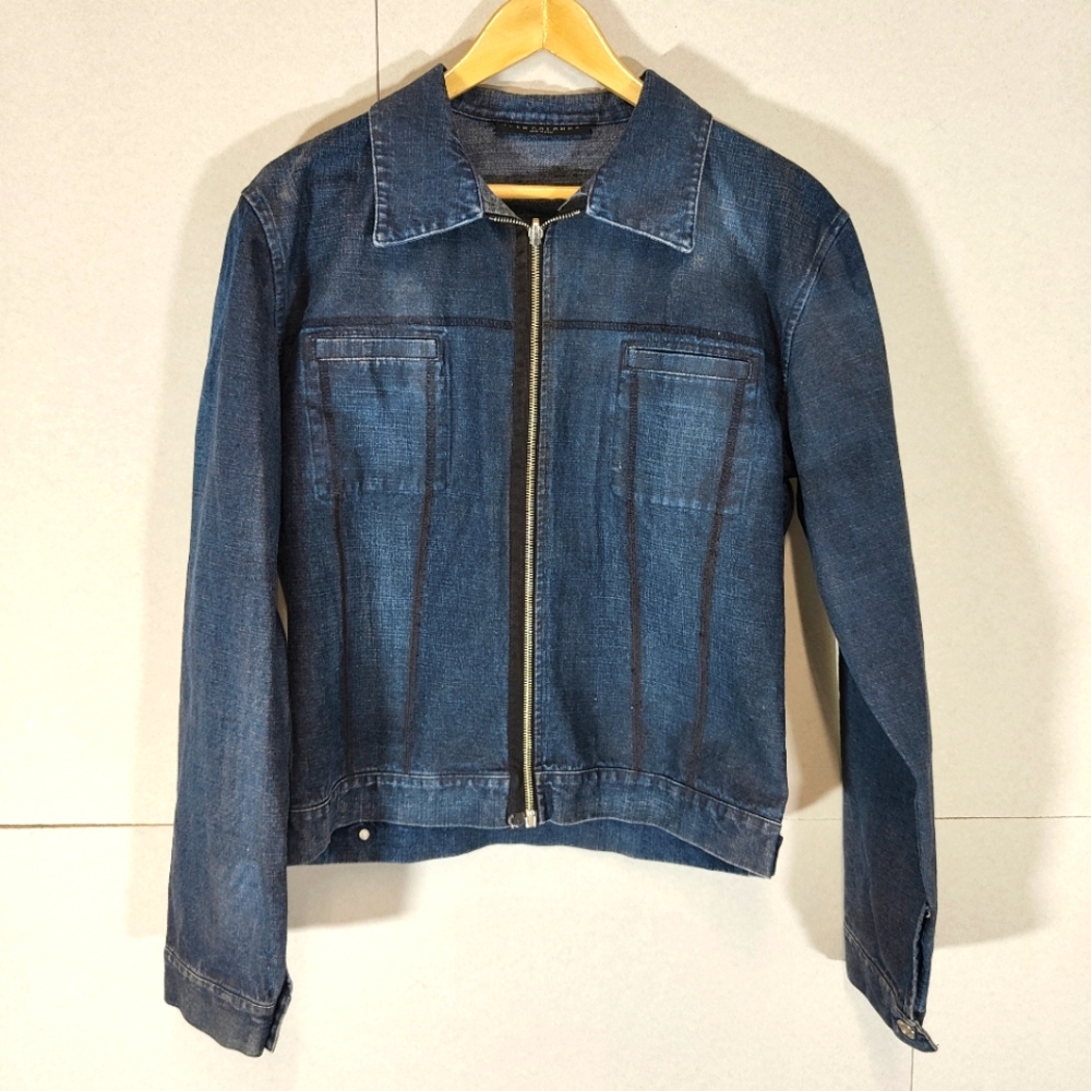 Jean Colonna Blue Jacket Denim Size Medium Full Zip - Picture 1 of 11